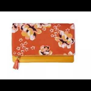 Retro Vegan Reversible Leather Clutch Makeup Bag NEW •